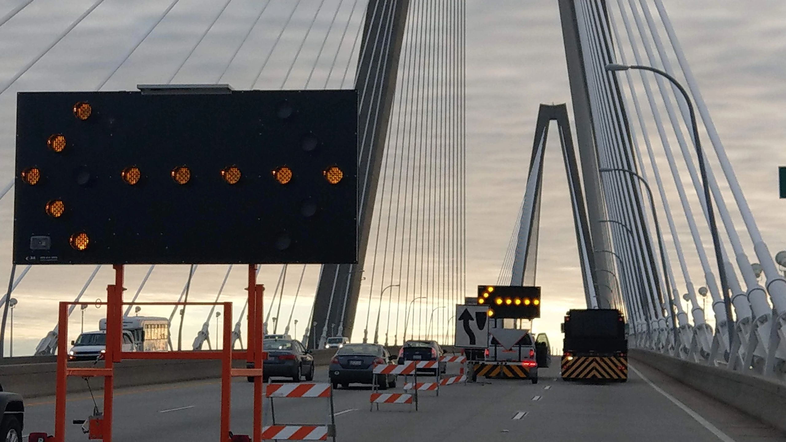 Cable-stayed bridge with traffic control